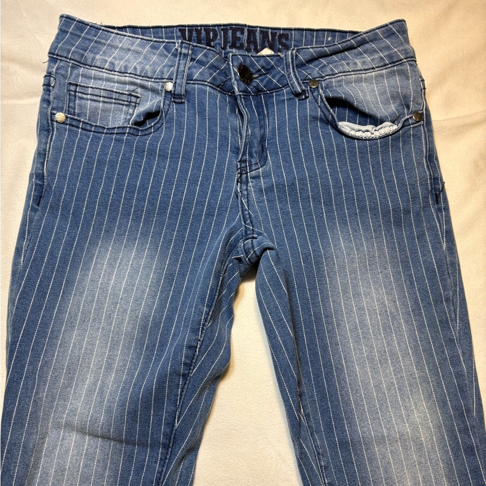 VIP Blue Pinstriped Women's Skinny Jeans
